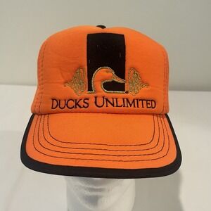 Ducks Unlimited Orange TRUCKER HAT Rope Adjustable Foam Broken Eggs